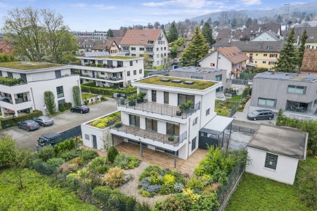 Luftaufnahme Ansicht Liegenschaft vom Garten