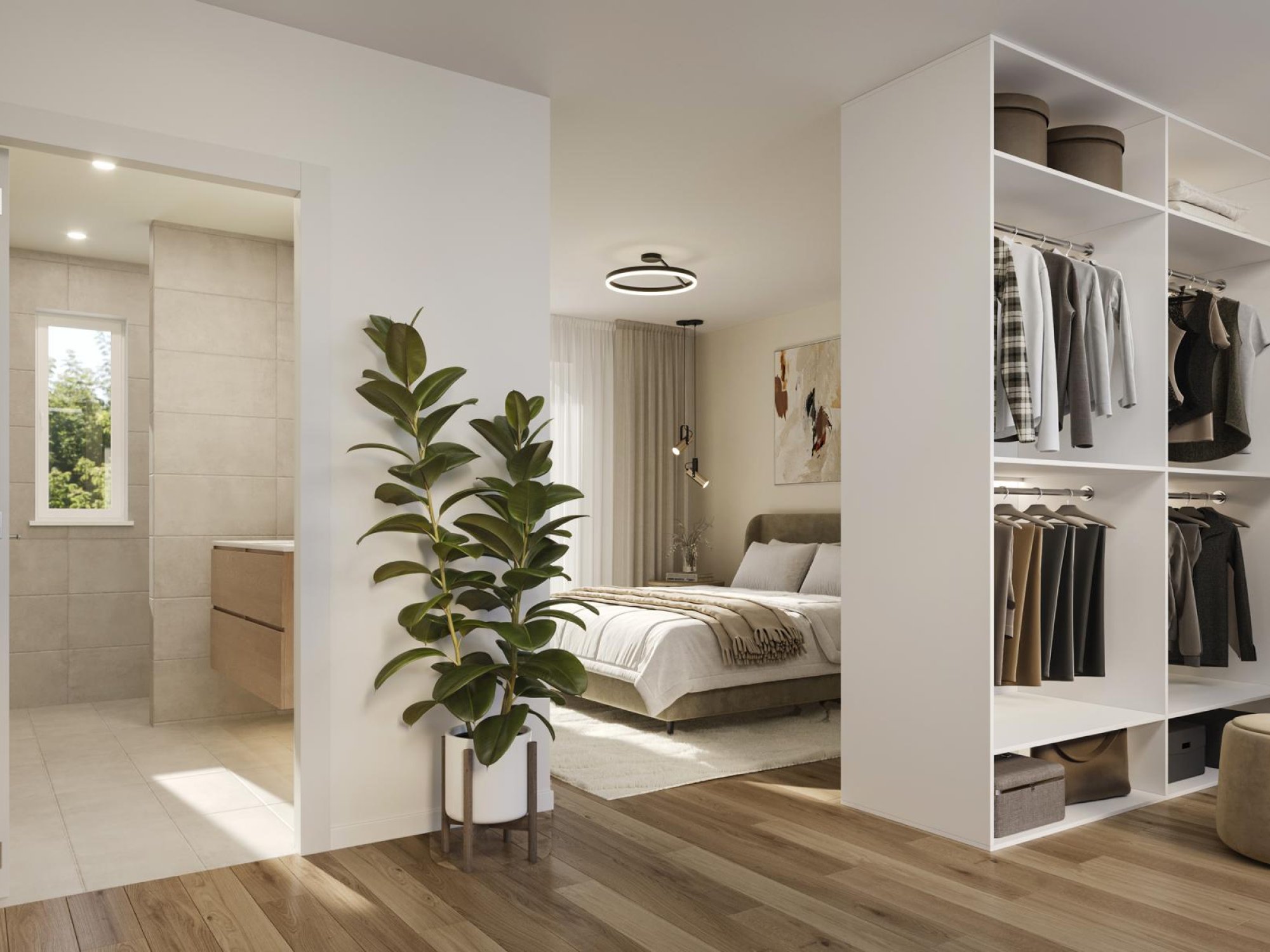 Schlafzimmer mit Bad
