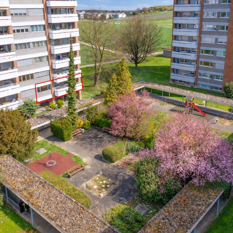 Luftaufnahme Wohnung markiert 