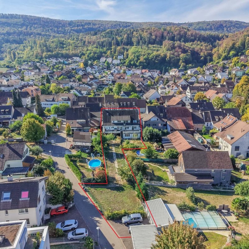Luftaufnahme Parzelle markiert
