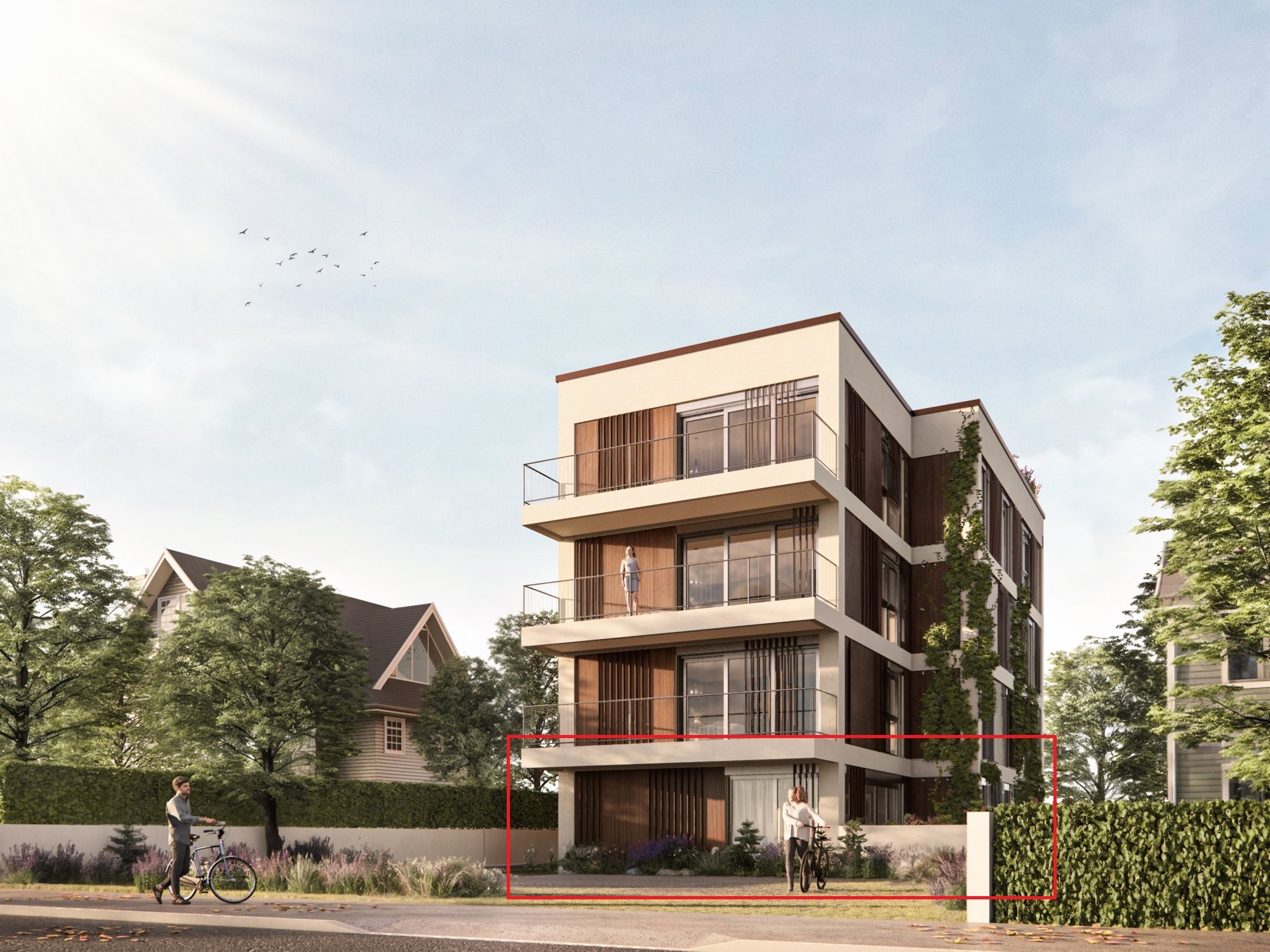Aussenansicht (Visualisierung) Gartenwohnung W1